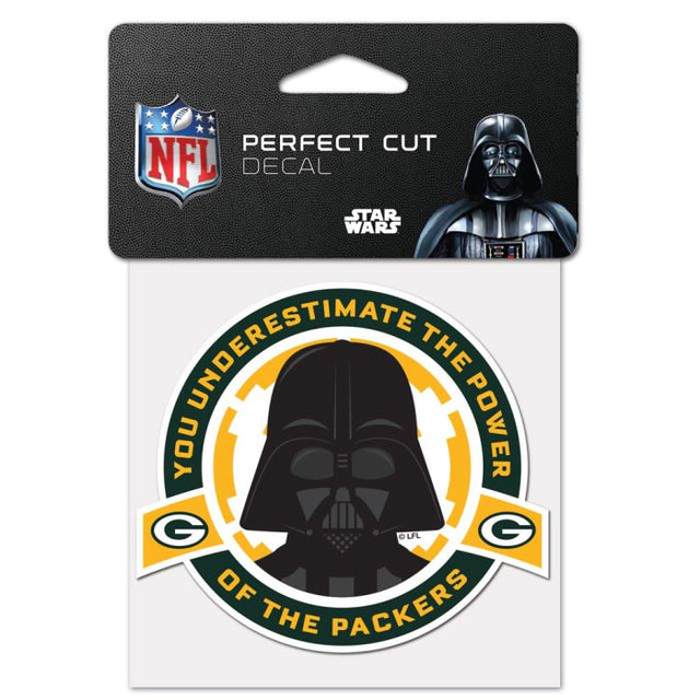 Calcomanía de color de corte perfecto de Star Wars Vader de Green Bay Packers de 4" x 4"