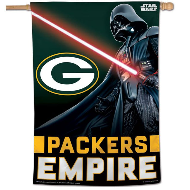 Bandera vertical de los Green Bay Packers / Star Wars Vader de 28" x 40"