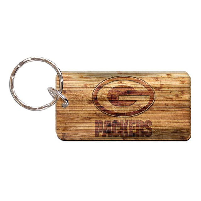 Llavero rectangular de madera de los Green Bay Packers