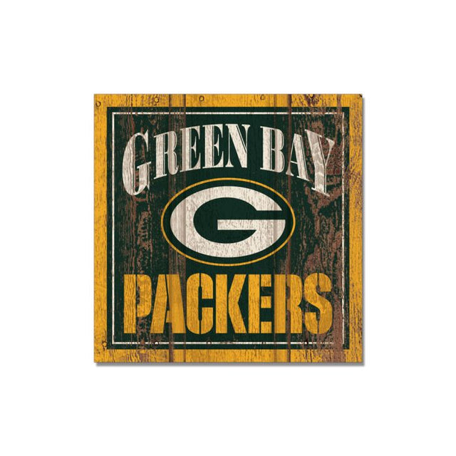 Imán de madera de los Green Bay Packers de 3" x 3"