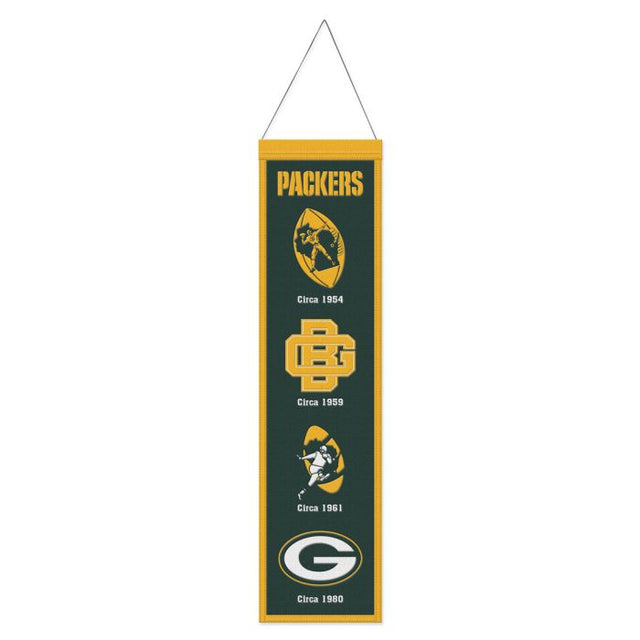 Bandera de lana de los Green Bay Packers de 8" x 32"