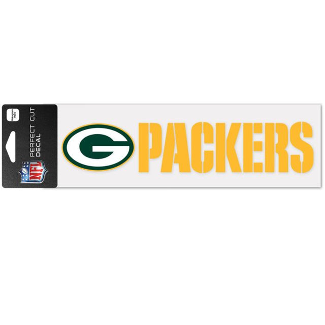 Calcomanías de corte perfecto con diseño de marca denominativa de los Green Bay Packers de 3" x 10"