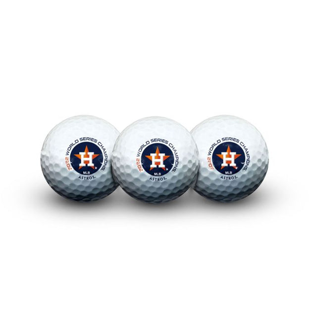 Houston Astros CAMPEONES DE LA SERIE MUNDIAL 2022 ASTROS 3 Pelotas de golf en estuche tipo concha