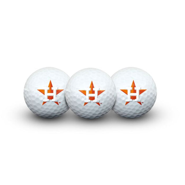 3 pelotas de golf de los Houston Astros en estuche tipo concha