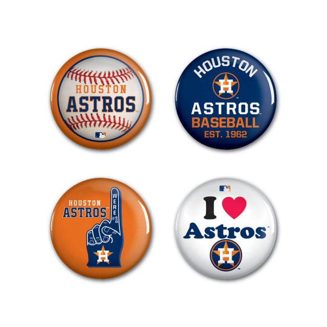 Paquete de 4 botones de los Houston Astros de 1 1/4" de diámetro