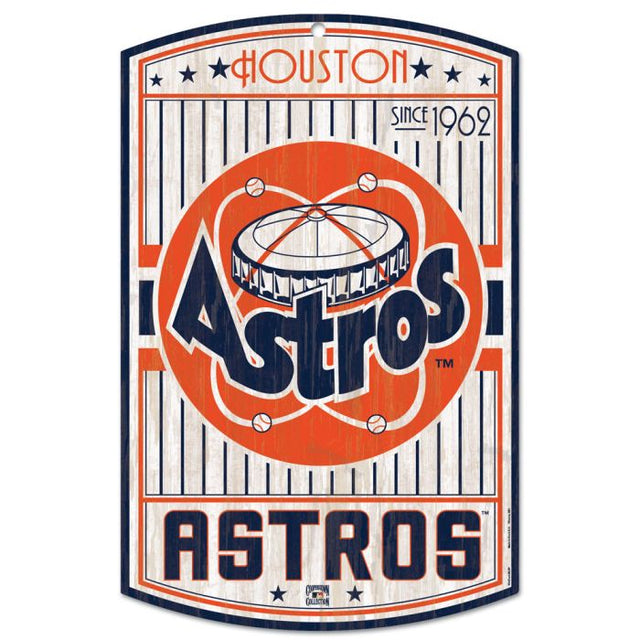 Letrero de madera de los Houston Astros en Cooperstown, 11" x 17", 1/4" de grosor