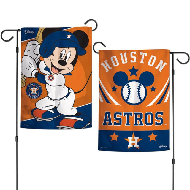 Banderas de jardín de los Houston Astros y Disney Mickey Mouse, de 2 lados, 12,5" x 18"