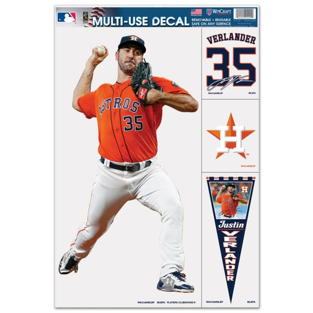 Calcomanía multiusos de los Houston Astros de 11" x 17" de Justin Verlander