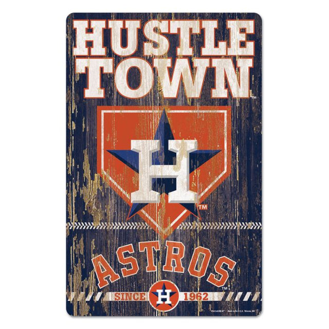 Letrero de madera con el lema de los Houston Astros, 11" x 17", 1/4" de grosor