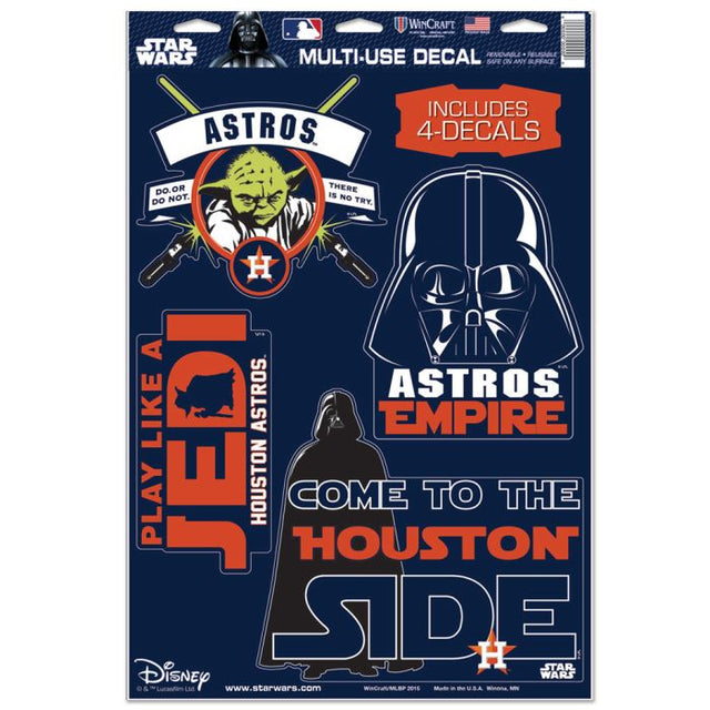 Calcomanía multiusos de Star Wars Darth Vader y Yoda de los Houston Astros, 11" x 17"