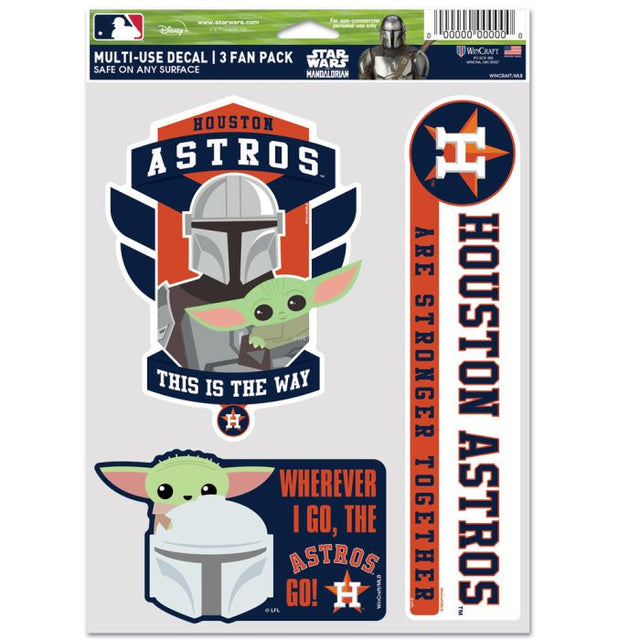 Paquete multiusos para 3 fanáticos de los Houston Astros y Star Wars Mandalorian