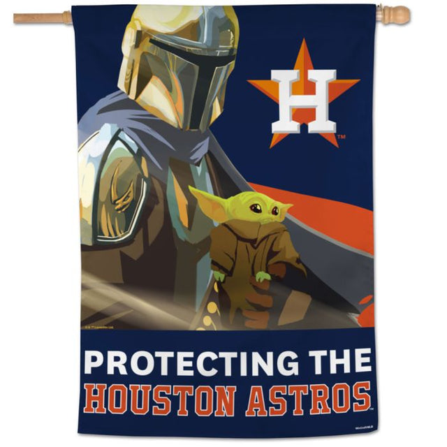 Bandera vertical de los Astros de Houston y el Mandaloriano de Star Wars de 28" x 40"