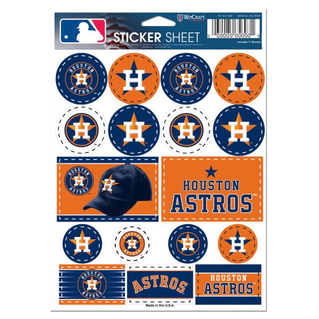 Lámina de calcomanías de vinilo de los Houston Astros de 5" x 7"