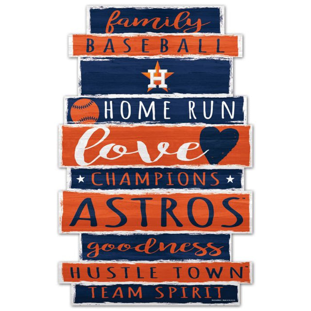 Letrero de madera de los Houston Astros de 11" x 17" y 1/4" de grosor