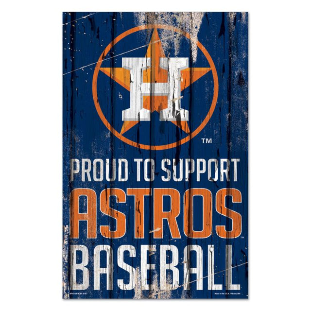 Letrero de madera de los Houston Astros de 11" x 17" y 1/4" de grosor