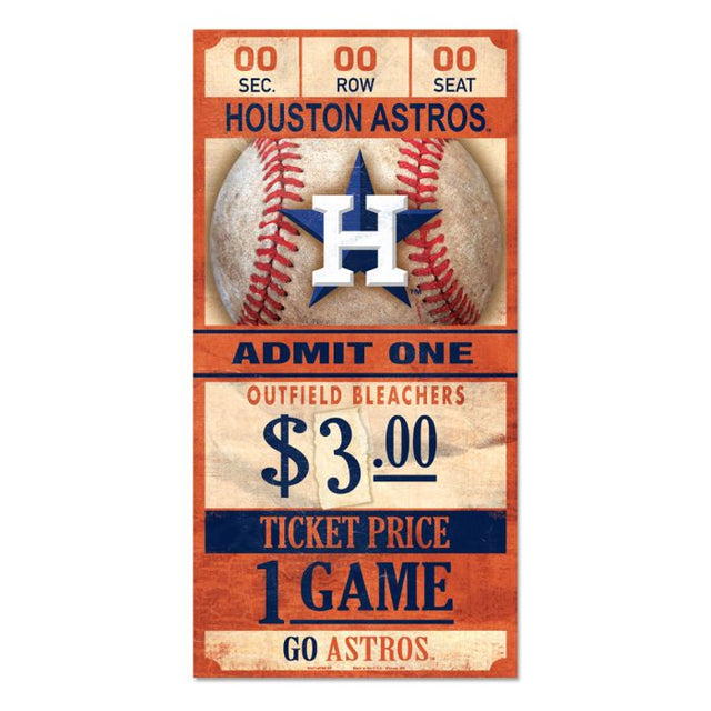 Letrero de madera de los Houston Astros de 6 x 12 3/8" de grosor