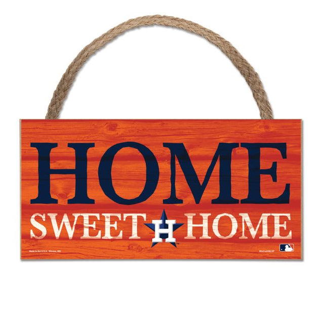 Letrero de madera de los Houston Astros con cuerda de 5" x 10"