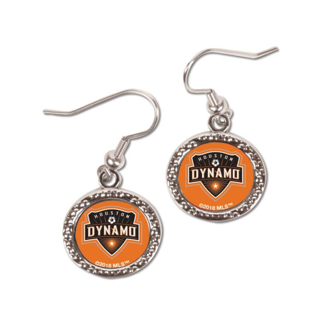 Pendientes de joyería Houston Dynamo en forma de tarjeta redonda