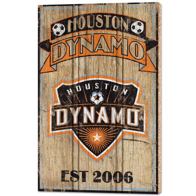 Letreros de madera del Houston Dynamo: 1/2" de grosor, 15" x 24"