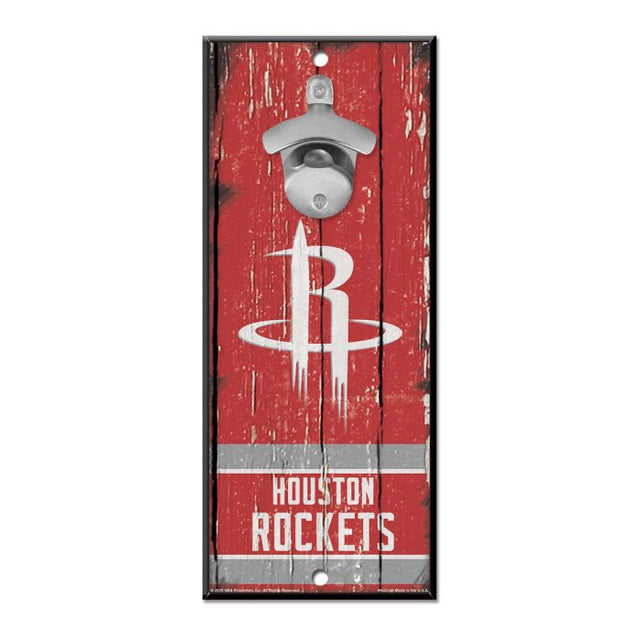 Houston Rockets Bottle Opener Sign 5x11