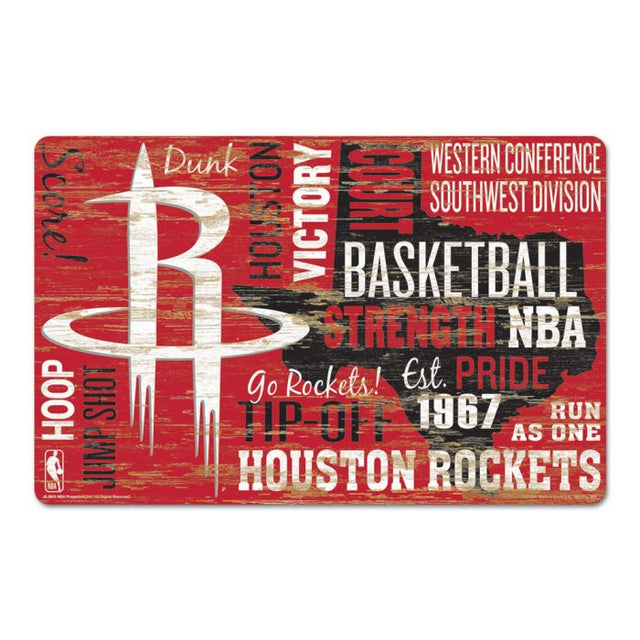 Houston Rockets WORDAGE Wood Sign 11" x 17" 1/4" thick