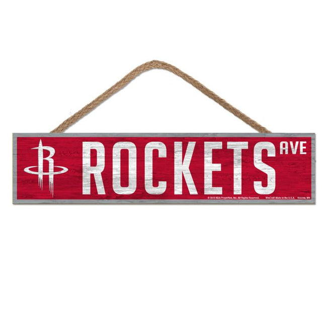 Houston Rockets Wood Sign-with Rope 4" x 17"