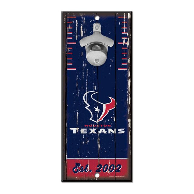 Letrero destapador de botellas de los Houston Texans de 5 x 11 pulgadas