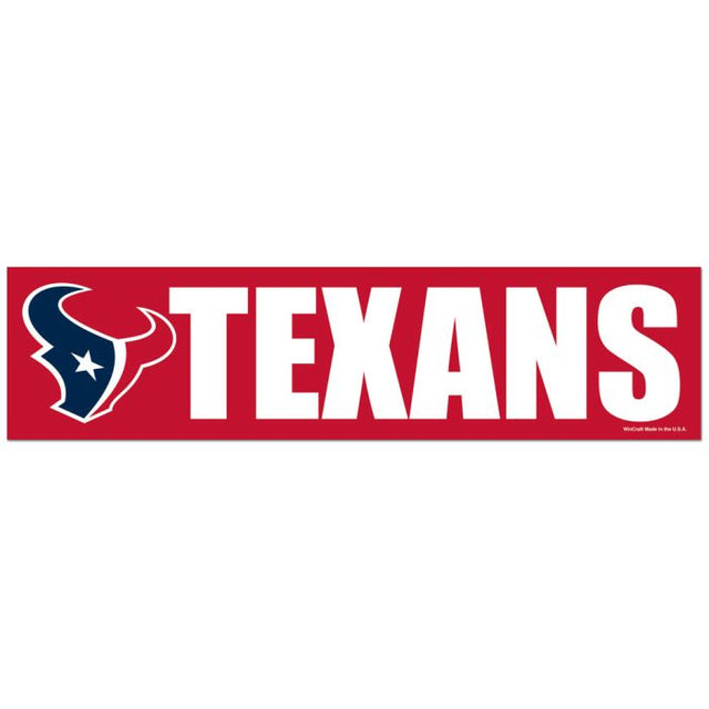 Tira de parachoques de los Houston Texans de 3" x 12"