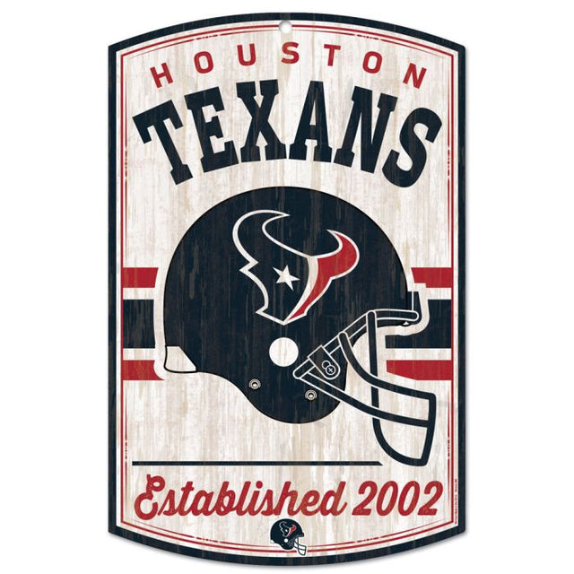 Letrero de madera retro con el logotipo clásico de Houston Texans, 11" x 17", 1/4" de grosor