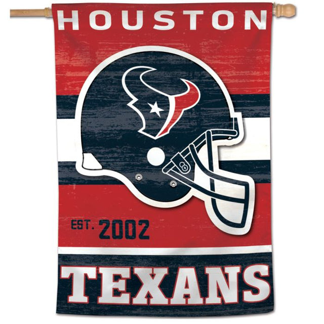 Bandera vertical de los Houston Texans con aspecto retro y logotipo clásico, 28" x 40"