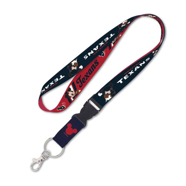 Cordón de Mickey Mouse de Disney con hebilla desmontable de 1" de Houston Texans