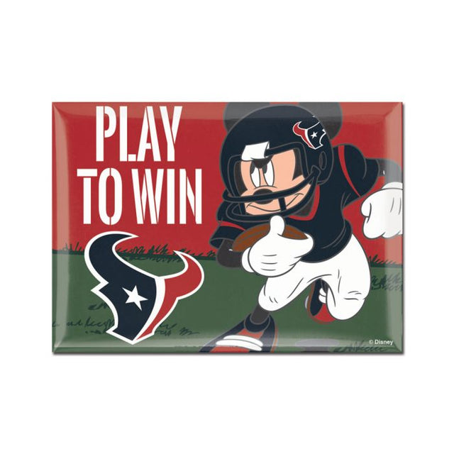 Imán de metal de Mickey Mouse de Disney y Houston Texans de 2,5" x 3,5"