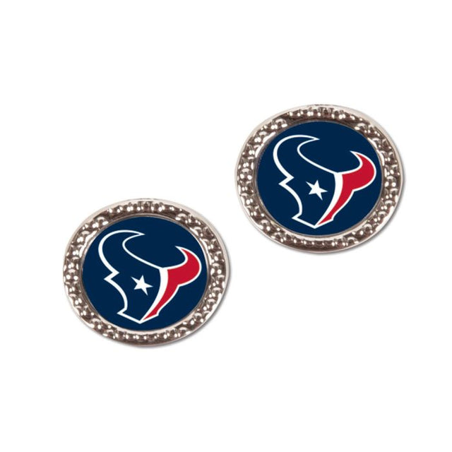 Pendientes de joyería de los Houston Texans en forma de tarjeta redonda