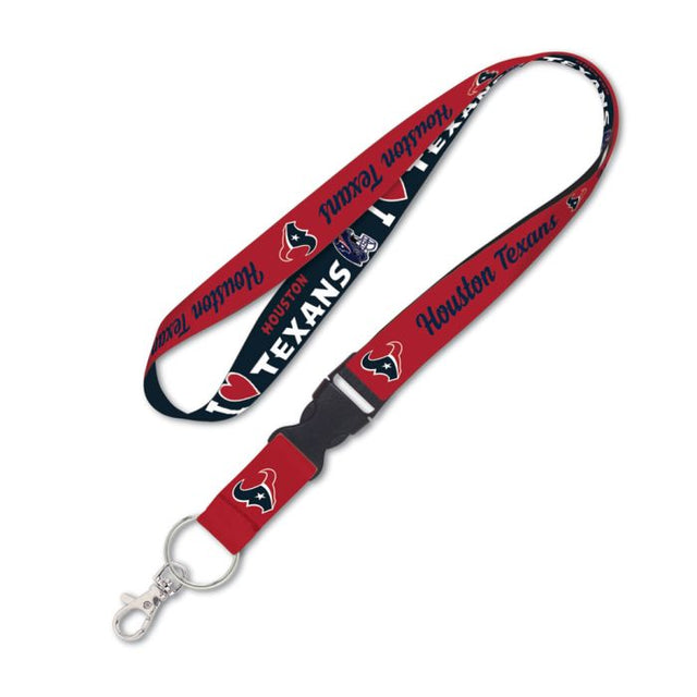 Cordón con forma de corazón de los Houston Texans con hebilla desmontable de 1"