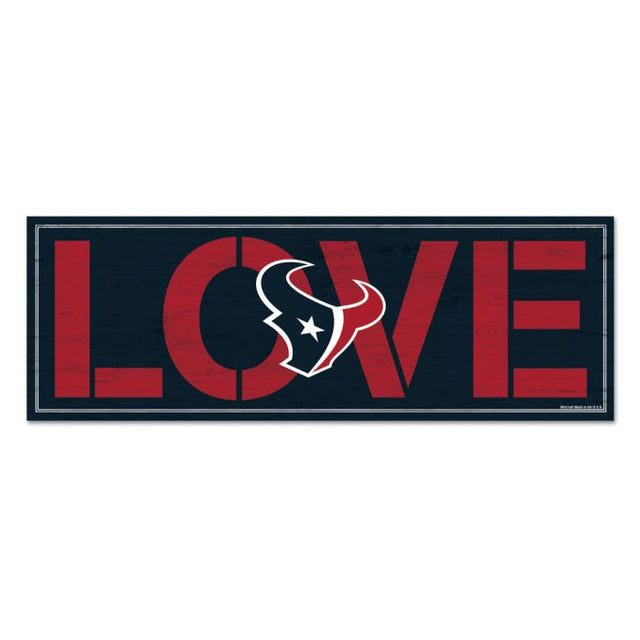 Letrero de madera con el mensaje "Love" de los Houston Texans, 8" x 23", 1/4" de grosor