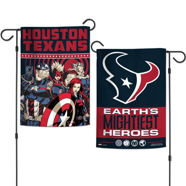 Banderas de jardín de Marvel de Houston Texans/Marvel (C) 2021, de 2 lados, 12,5" x 18"