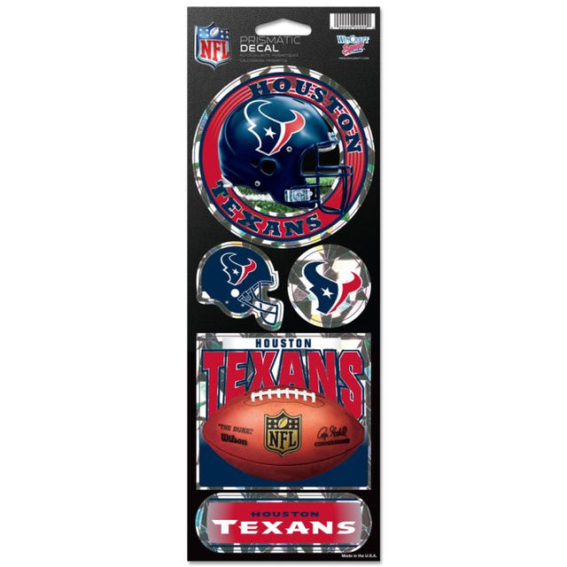 Calcomanía prismática de los Houston Texans de 4" x 11"