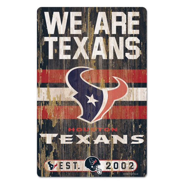 Letrero de madera con el eslogan de los Houston Texans, 11" x 17", 1/4" de grosor