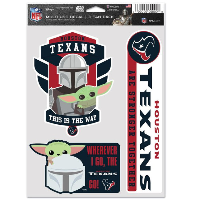 Paquete multiusos para 3 fanáticos de los Houston Texans y Star Wars Mandalorian