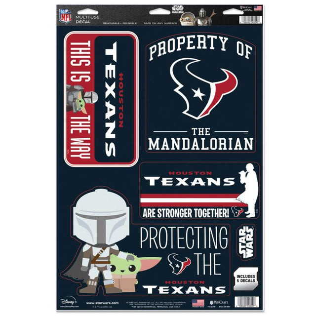 Calcomanía multiusos de los Houston Texans y Star Wars Mandalorian de 11" x 17"