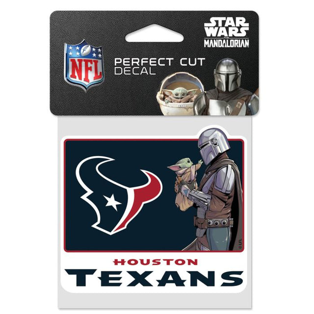 Calcomanía de corte perfecto de color de los Houston Texans/Star Wars Mandalorian de 4" x 4"