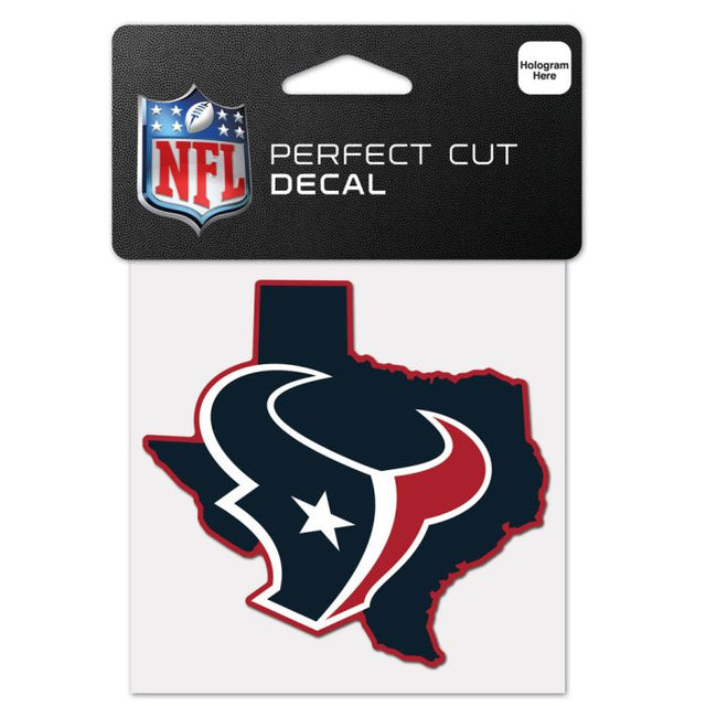 Calcomanía de color con corte perfecto y forma del estado de los Houston Texans, 4" x 4"