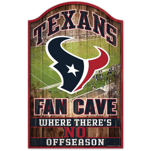 Letrero de madera de los Houston Texans de 11" x 17" y 1/4" de grosor