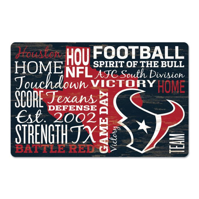 Letrero de madera de los Houston Texans de 11" x 17" y 1/4" de grosor