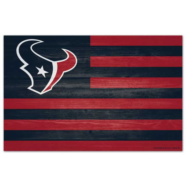 Letrero de madera de los Houston Texans de 11" x 17" y 1/4" de grosor