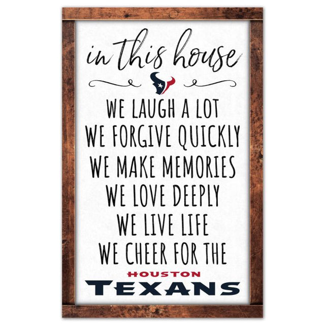 Letrero de madera de los Houston Texans de 11" x 17" y 1/4" de grosor