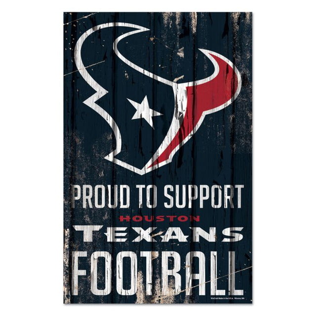 Letrero de madera de los Houston Texans de 11" x 17" y 1/4" de grosor