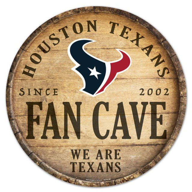 Letrero de madera de los Houston Texans, 14" redondo