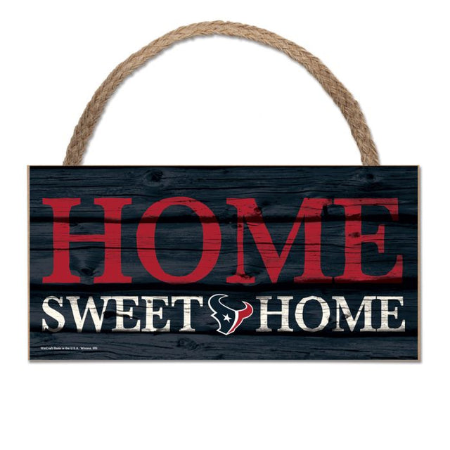 Letrero de madera con cuerda de los Houston Texans, 5 x 10 pulgadas