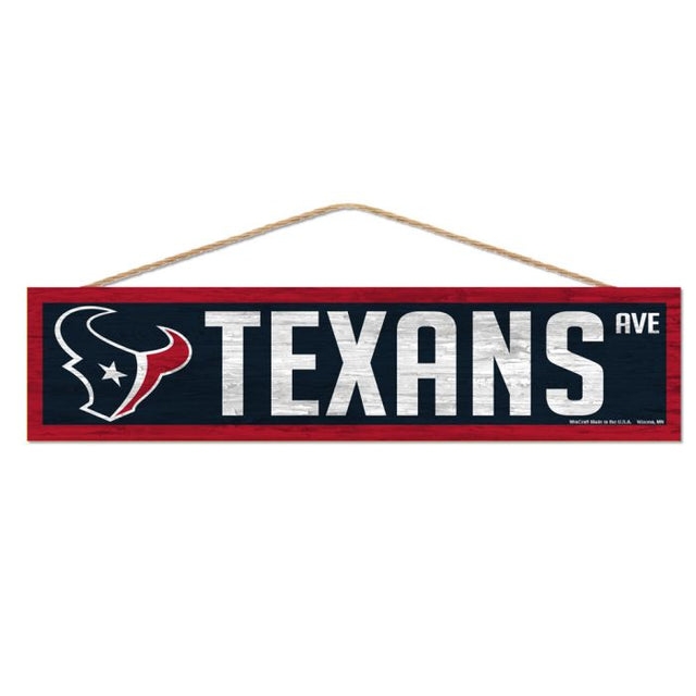 Letrero de madera de los Houston Texans con cuerda, 4" x 17"